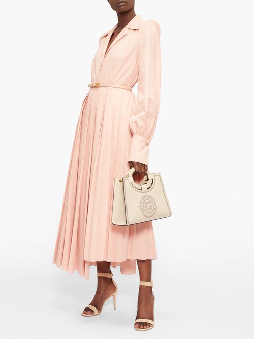 Fendi Gloria Belted Cotton-poplin Shirt Dress Pink