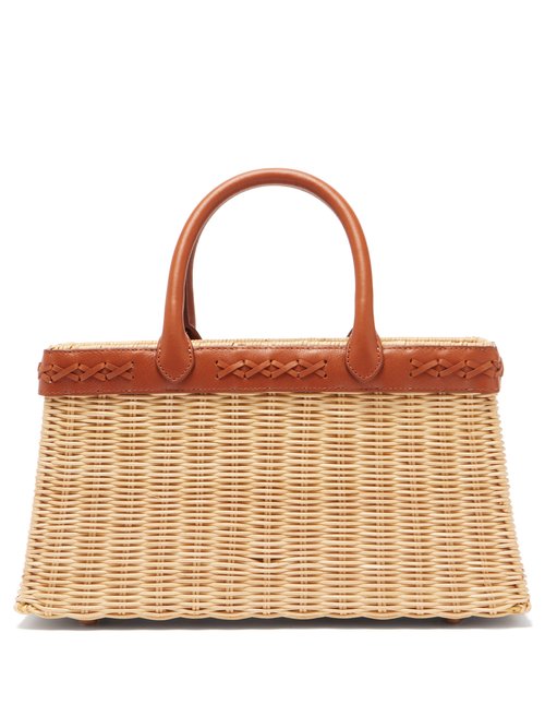 Sparrows Weave - The Tote Wicker And Leather Basket Bag - Womens - Tan