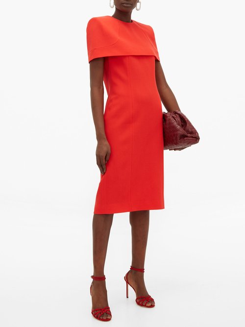 Givenchy Megan Cape-sleeve Crepe Midi Dress Red