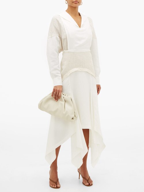 Lanvin Bib-front Panelled Midi Dress White - 70% Off Sale