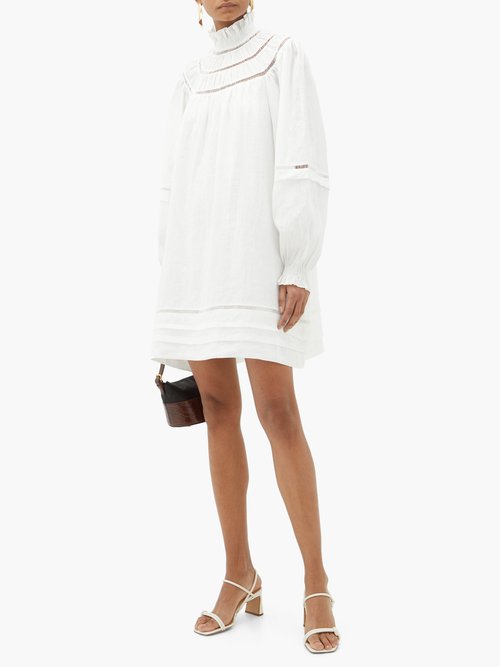 Isabel Marant Étoile Adenia Balloon-sleeve Linen Mini Dress White - 50% Off Sale
