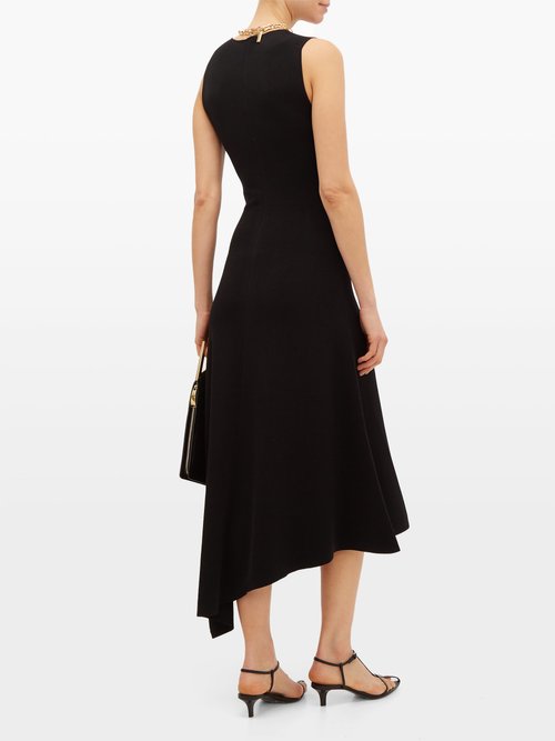 Joseph Bowie Asymmetric Knitted Midi Dress Black - 50% Off Sale