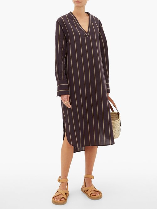 Joseph Janis Striped Cotton-blend Tunic Dress Black Multi - 50% Off Sale