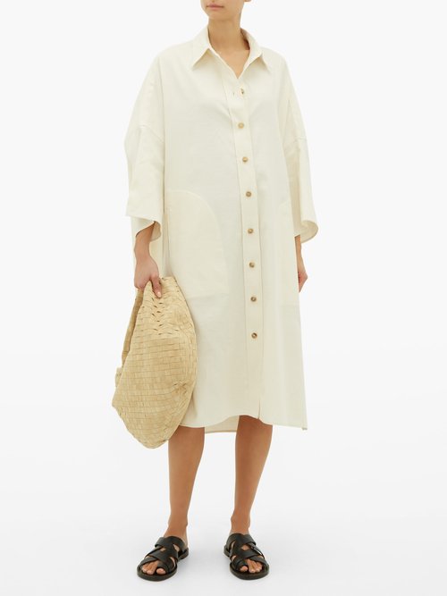 Joseph Baker Cotton-blend Cropped-sleeve Shirt Dress White - 50% Off Sale