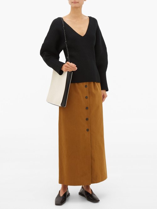 Mara Hoffman Olla V-neck Organic Cotton-blend Sweater Black - 30% Off Sale