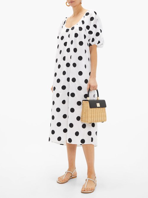 Mara Hoffman Romina Puff-sleeve Polka-dot Cotton Dress White Print - 30% Off Sale