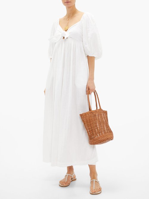Mara Hoffman Violet Knotted Organic-cotton Midi Dress White - 40% Off Sale
