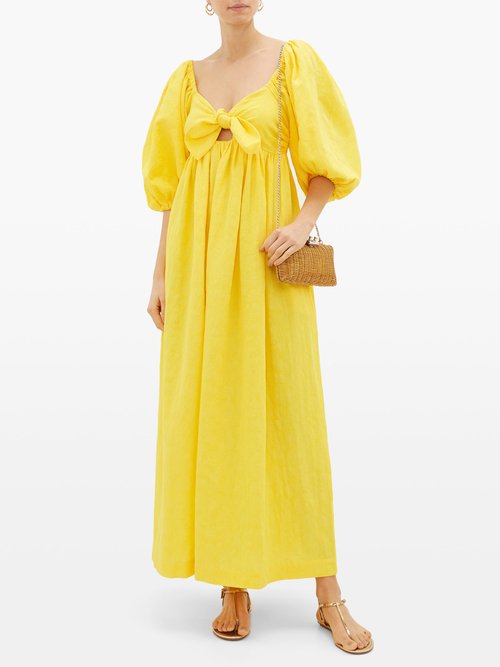 Mara Hoffman Violet Knotted Organic-cotton Midi Dress Yellow – 30% Off Sale