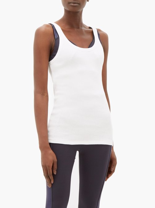 Buy The Upside Boyfriend Ribbed Cotton Tank Top White online - shop best The Upside Tops
