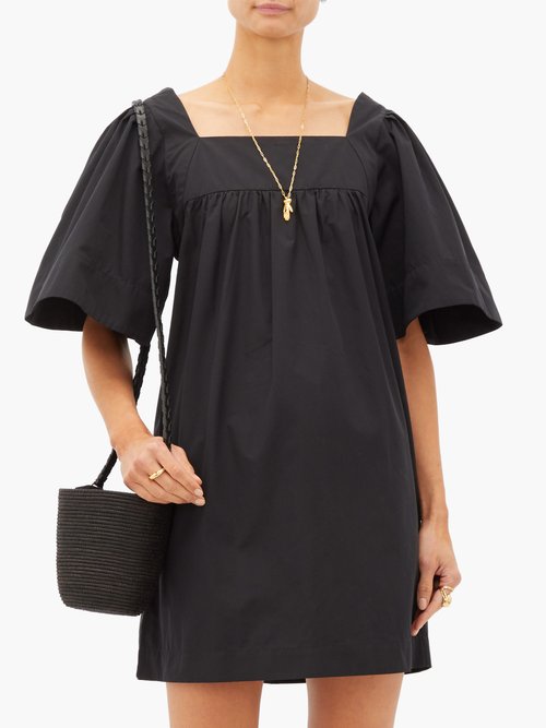 Three Graces London Sofia Cotton-poplin Mini Dress Black - 30% Off Sale