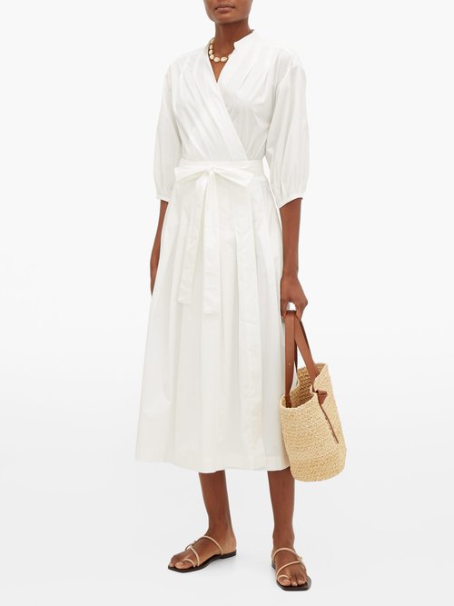 Three Graces London Delmare Cotton-poplin Wrap Dress White - 30% Off Sale
