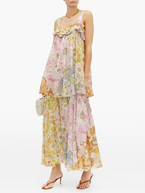Zimmermann Super Eight Floral-print Chiffon Dress Pink Print – 40% Off Sale