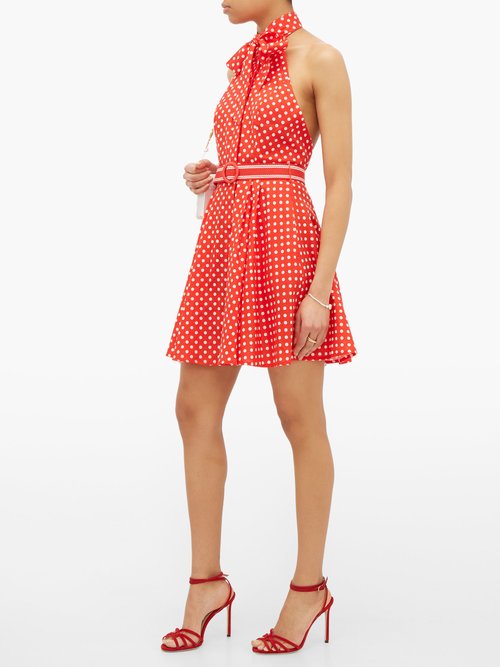 Buy Zimmermann Zinnia Polka-dot Linen-blend Mini Dress Red Print online - shop best Zimmermann clothing sales