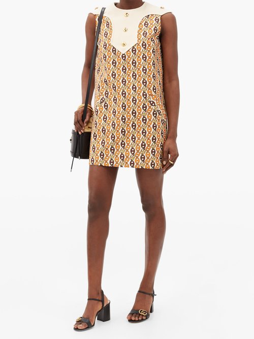 Gucci GG Chain-print Shift Dress Ivory Multi