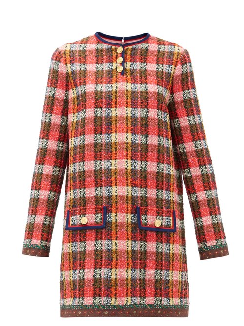 Buy Gucci - Silk-trim Wool-blend Tweed Mini Dress Multi online - shop best Gucci clothing sales