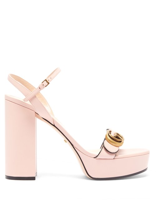 Gucci - GG Marmont Leather Platform Sandals Light Pink