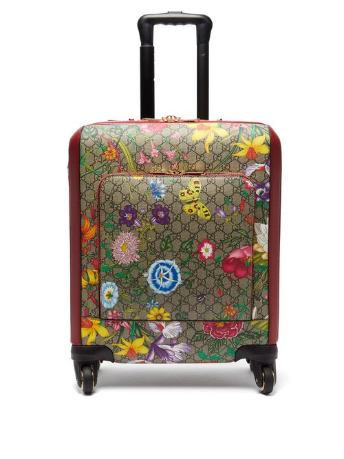 Gucci Gg Flora Coated Canvas And Leather Cabin Suitcase In Multi