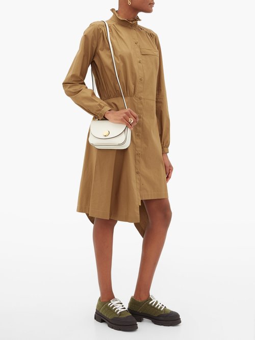 Preen Line Nina Asymmetric Cotton-poplin Dress Khaki - 60% Off Sale