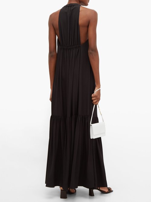 Tibi Halterneck Silk Dress Black - 50% Off Sale