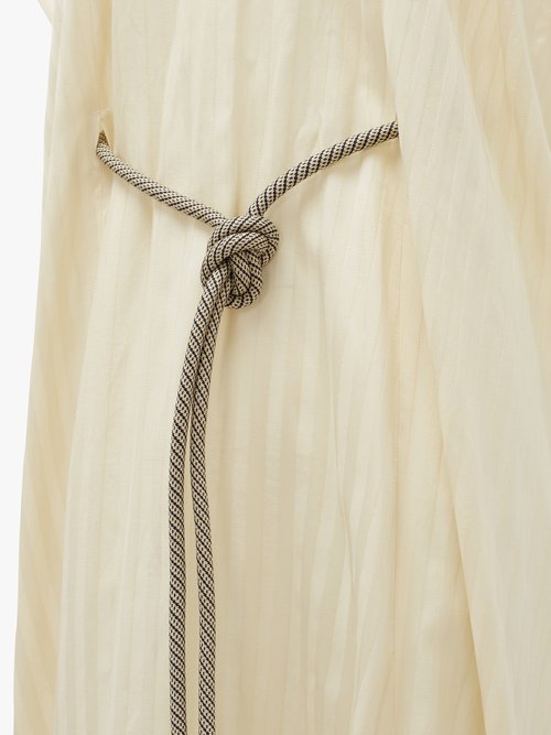 Ssone Apex Bow-back Striped-satin Midi Dress Cream