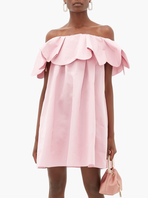 Valentino Off-the-shoulder Cotton-blend Faille Mini Dress Light Pink - 40% Off Sale