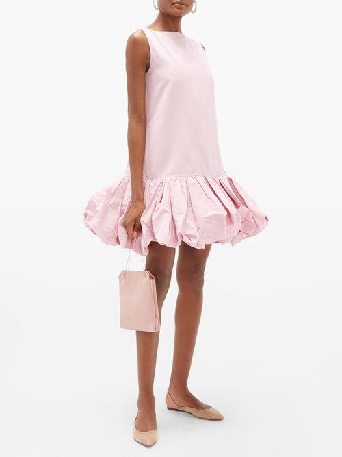 Valentino Gathered-hem Cotton-blend Faille Mini Dress Light Pink - 30% Off Sale