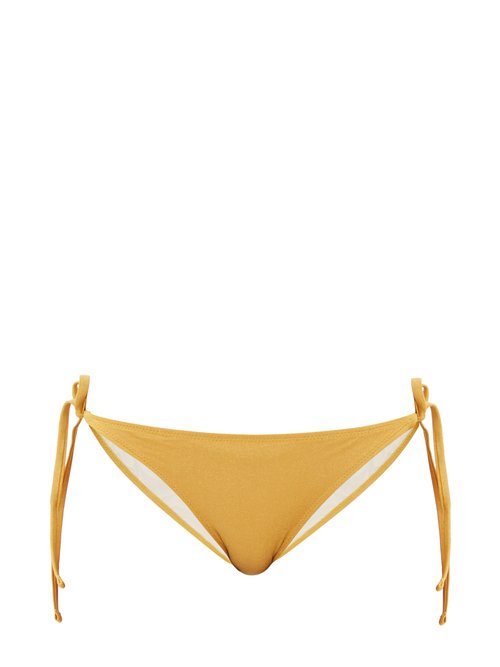 Buy Solid & Striped - The Iris Side-tie Lamé Bikini Briefs Gold online - shop best Solid & Striped swimwear sales
