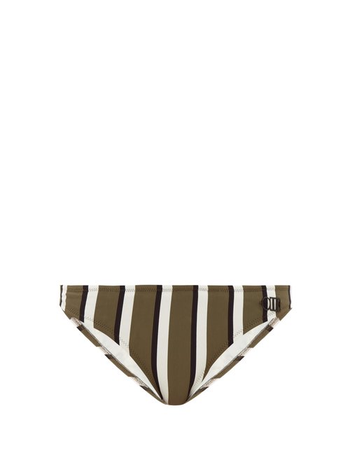 Solid & Striped - The Rachel Striped Bikini Briefs Green Stripe Beachwear
