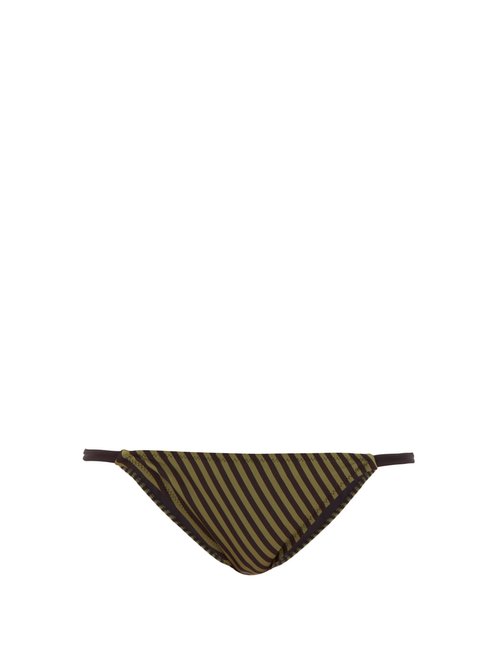 Buy Solid & Striped - Morgan Striped Bikini Briefs Green Stripe online - shop best Solid & Striped swimwear sales