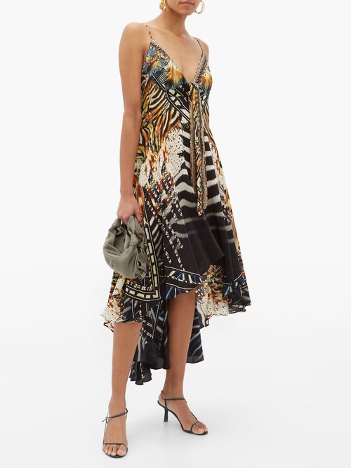 Camilla Lost Paradise Underwater-print Silk-crepe Dress Black Multi - 70% Off Sale