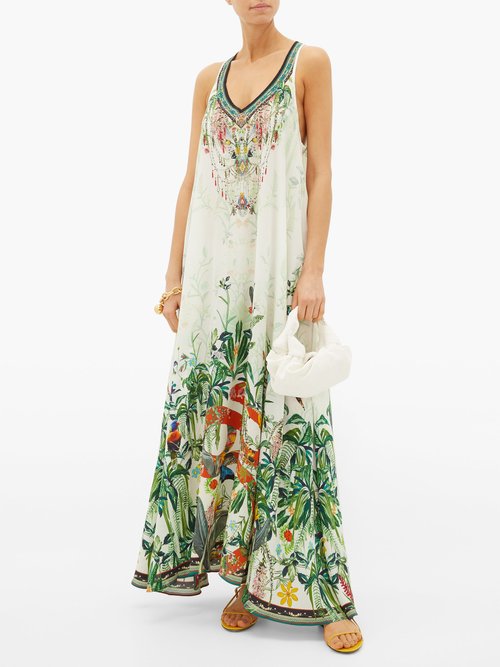 Buy Camilla Daintree Dreaming Forest-print Silk Dress White Print online - shop best Camilla clothing sales