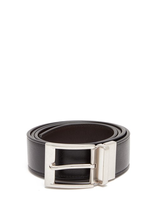 Bottega Veneta - Grained Leather Belt - Mens - Black