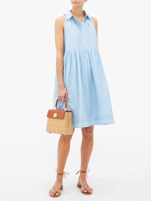 Anaak Sophie Pintucked Cotton-blend Dress Light Blue - 50% Off Sale