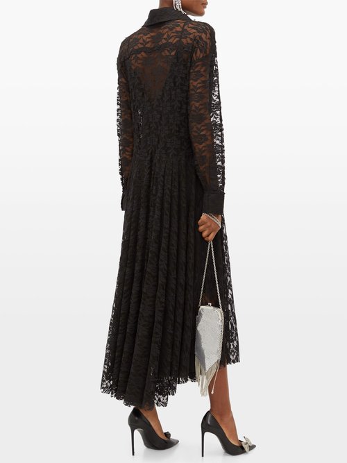 Norma Kamali Plunge-neck Floral-lace Shirtdress Black Print - 50% Off Sale