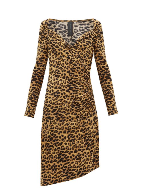 Buy Norma Kamali - Sweetheart-neck Leopard-print Jersey Dress Leopard online - shop best Norma Kamali clothing sales