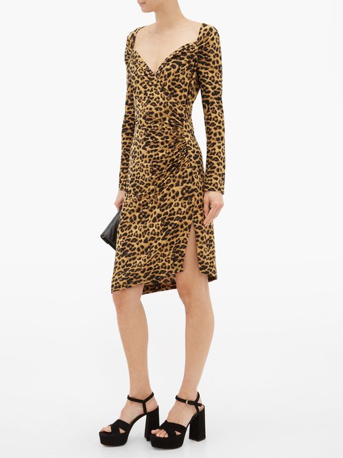Norma Kamali Sweetheart-neck Leopard-print Jersey Dress Leopard - 60% Off Sale