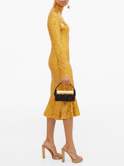 Norma Kamali High-neck Sequinned Fishtail-hem Dress Gold - 50% Off Sale