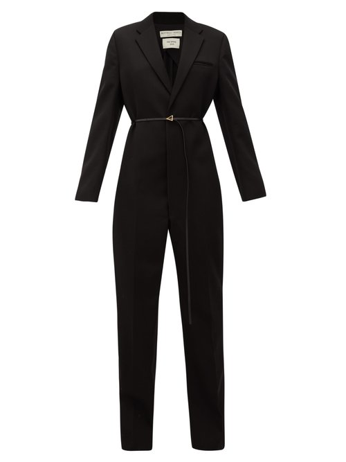 Bottega Veneta - Notch-lapel Wool Tuxedo Jumpsuit Black