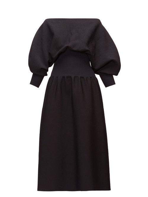 Bottega Veneta - Off-the-shoulder Balloon-sleeve Dress Black