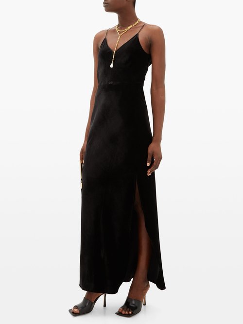 Nili Lotan Adriana Velvet Slip Dress Black - 70% Off Sale
