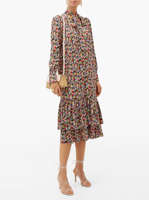La DoubleJ Good Witch Floral-print Silk Crepe Dress Multi - 40% Off Sale