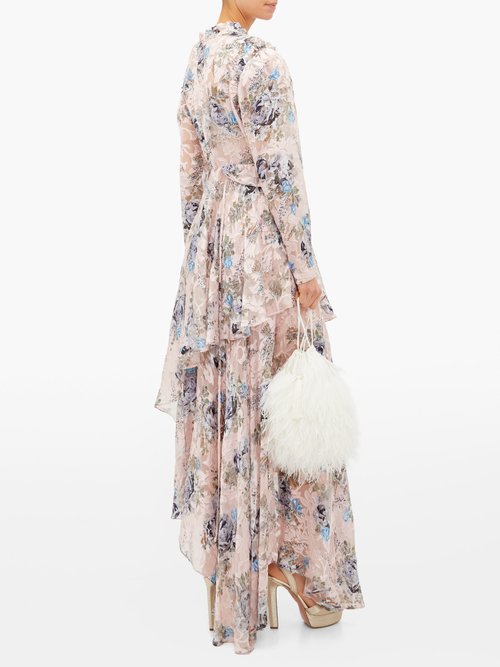 Preen By Thornton Bregazzi Caylee Floral Devoré-satin Tiered Maxi Dress Pink Print - 60% Off Sale