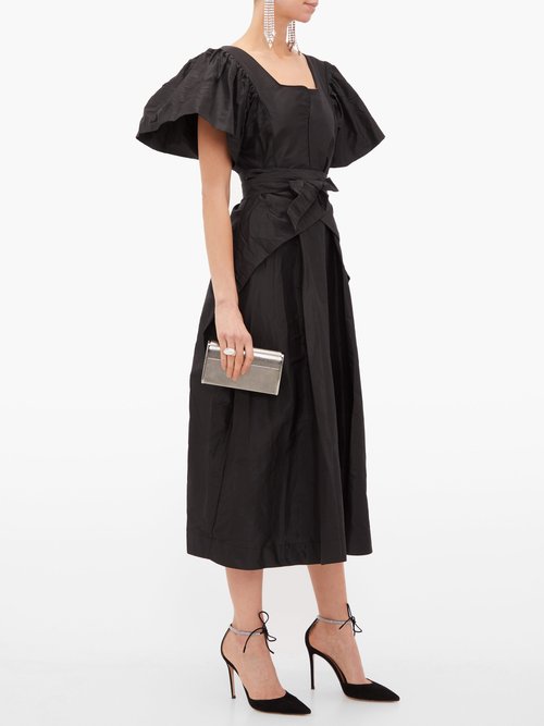 Preen By Thornton Bregazzi Jayda Wrap-waist Silk-taffeta Dress Black - 60% Off Sale