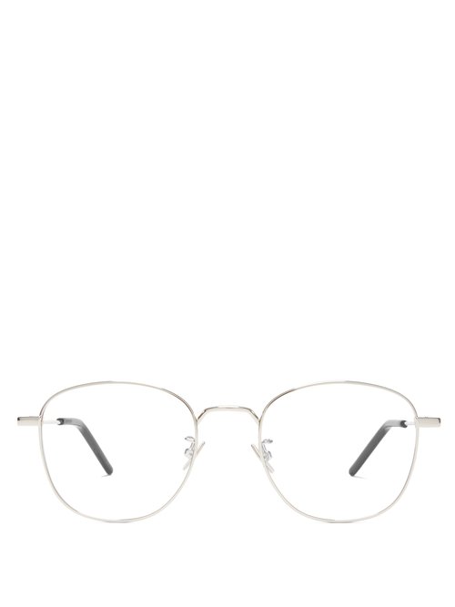 Saint Laurent - Round Metal Glasses - Womens - Silver