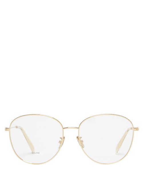 Celine Eyewear - Oversized Rounded Metal Glasses - Womens - Gold