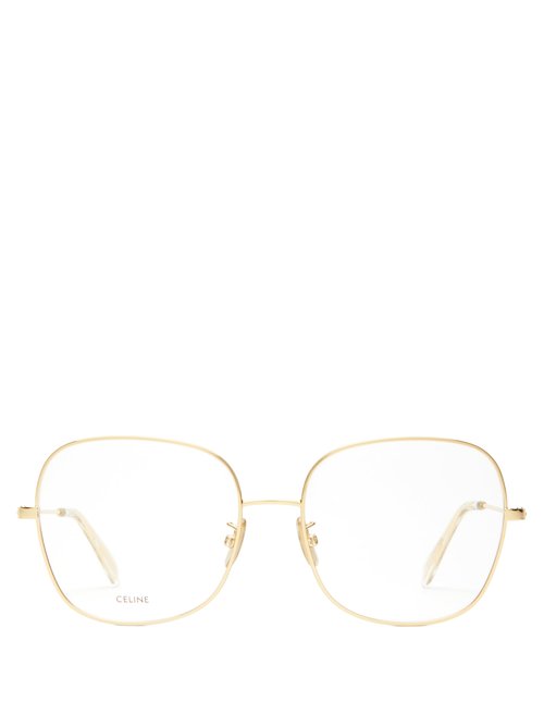 Celine Eyewear - Squared Butterfly-frame Metal Glasses - Womens - Gold