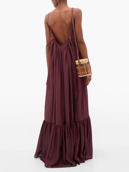 Kalita Brigitte Habotai-silk Maxi Dress Dark Purple - 30% Off Sale
