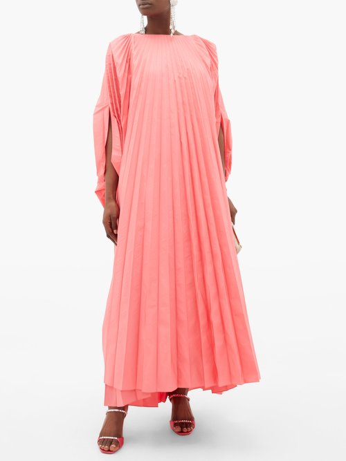 Roksanda Oleria Dolman-sleeve Pleated Taffeta Gown Pink - 60% Off Sale