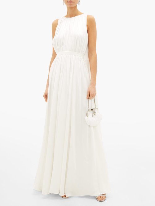 Buy Roksanda Aurelie Cape-back Silk-satin Gown Ivory online - shop best Roksanda clothing sales