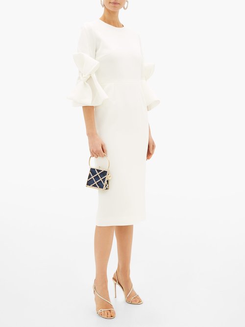 Roksanda Lavete Bow-sleeves Crepe Midi Dress Ivory